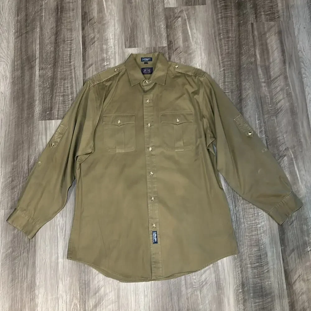Allen & Solly Vintage Weathered Twill Long Sleeve Button Down - Large
